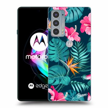 Picasee silikónový čierny obal pre Motorola Edge 20 - Pink Monstera