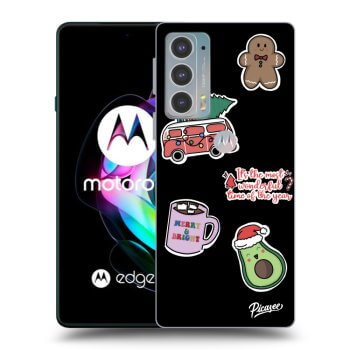Picasee silikónový čierny obal pre Motorola Edge 20 - Christmas Stickers