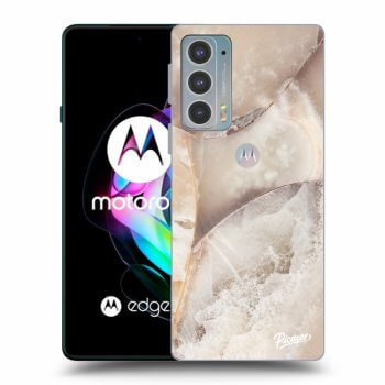 Picasee silikónový čierny obal pre Motorola Edge 20 - Cream marble