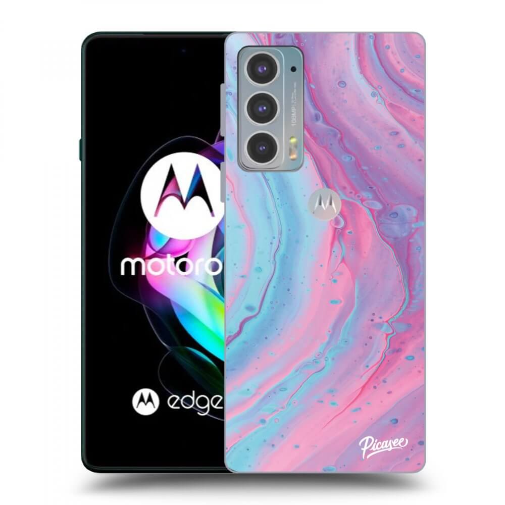 Picasee silikónový čierny obal pre Motorola Edge 20 - Pink liquid