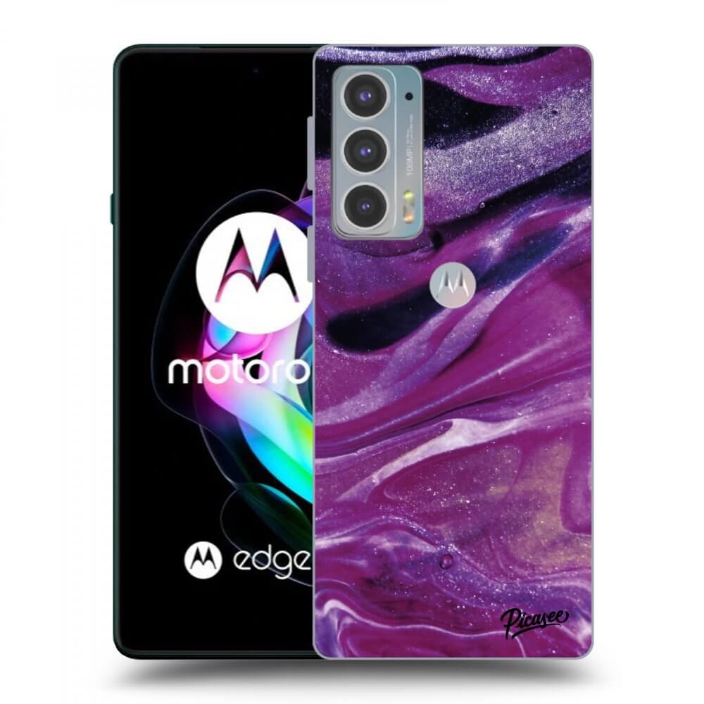 Picasee silikónový čierny obal pre Motorola Edge 20 - Purple glitter