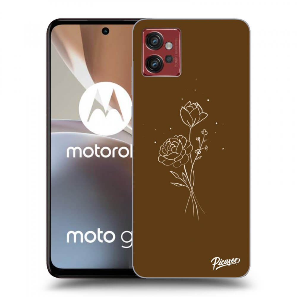 Picasee silikónový čierny obal pre Motorola Moto G32 - Brown flowers