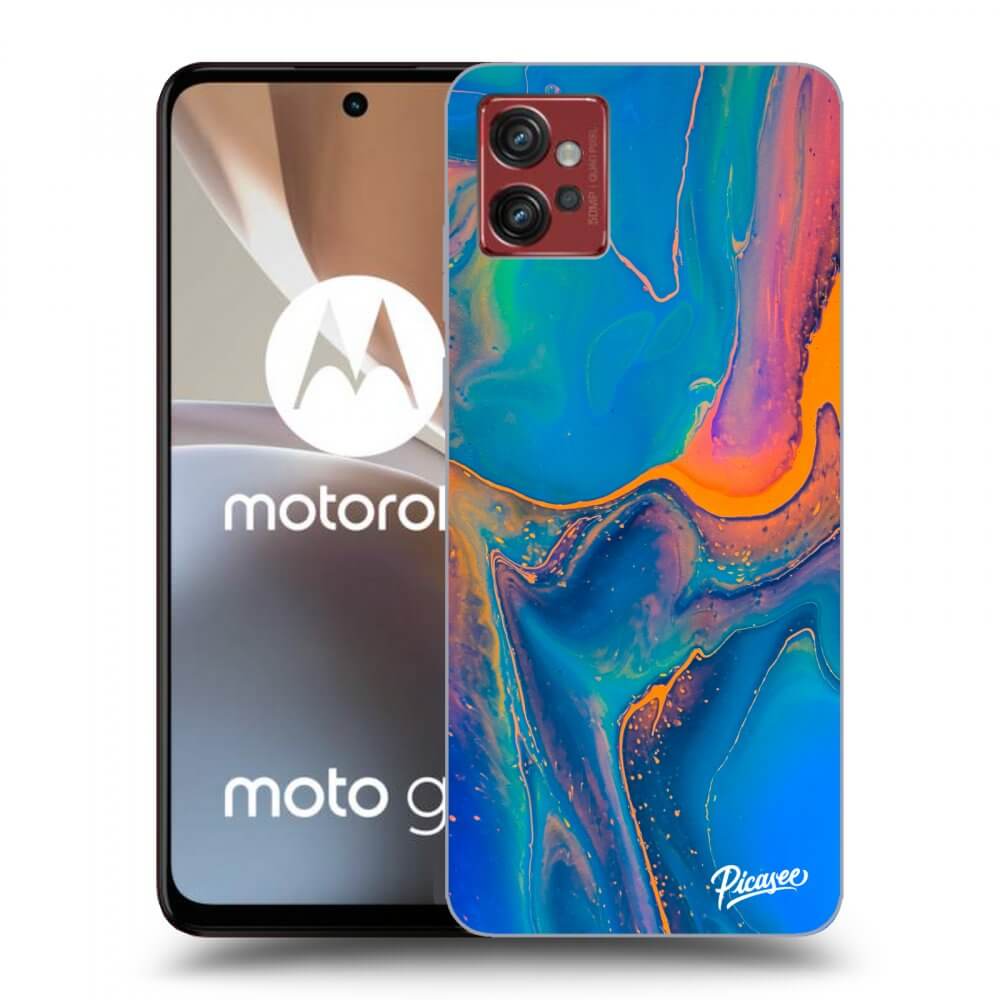 Picasee silikónový čierny obal pre Motorola Moto G32 - Rainbow