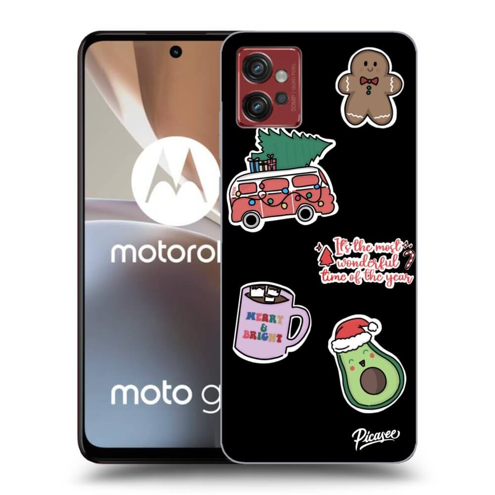 Picasee silikónový čierny obal pre Motorola Moto G32 - Christmas Stickers