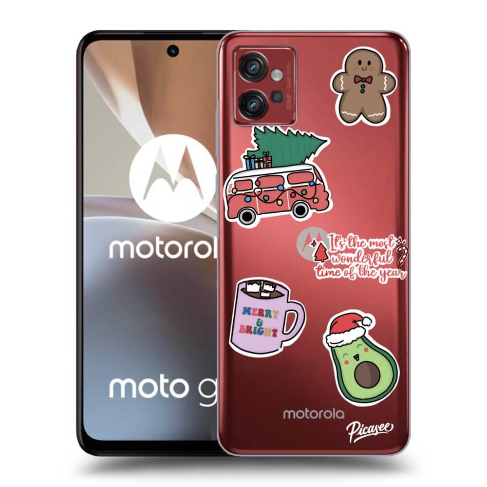 Picasee silikónový prehľadný obal pre Motorola Moto G32 - Christmas Stickers