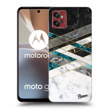 Picasee silikónový čierny obal pre Motorola Moto G32 - Black & White geometry