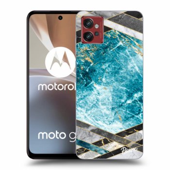 Picasee silikónový čierny obal pre Motorola Moto G32 - Blue geometry