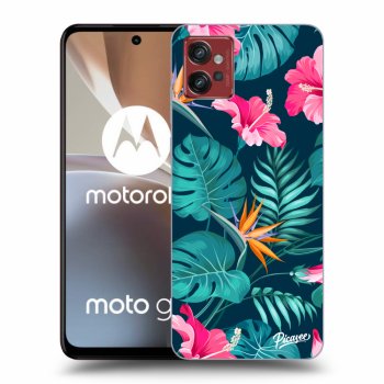 Picasee silikónový prehľadný obal pre Motorola Moto G32 - Pink Monstera