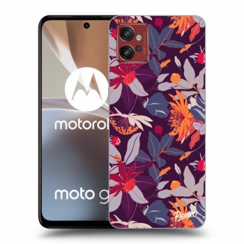 Picasee silikónový čierny obal pre Motorola Moto G32 - Purple Leaf
