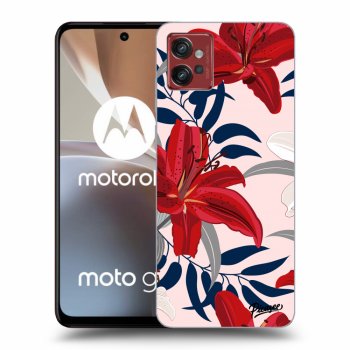 Picasee silikónový čierny obal pre Motorola Moto G32 - Red Lily