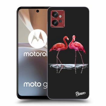 Picasee silikónový čierny obal pre Motorola Moto G32 - Flamingos couple