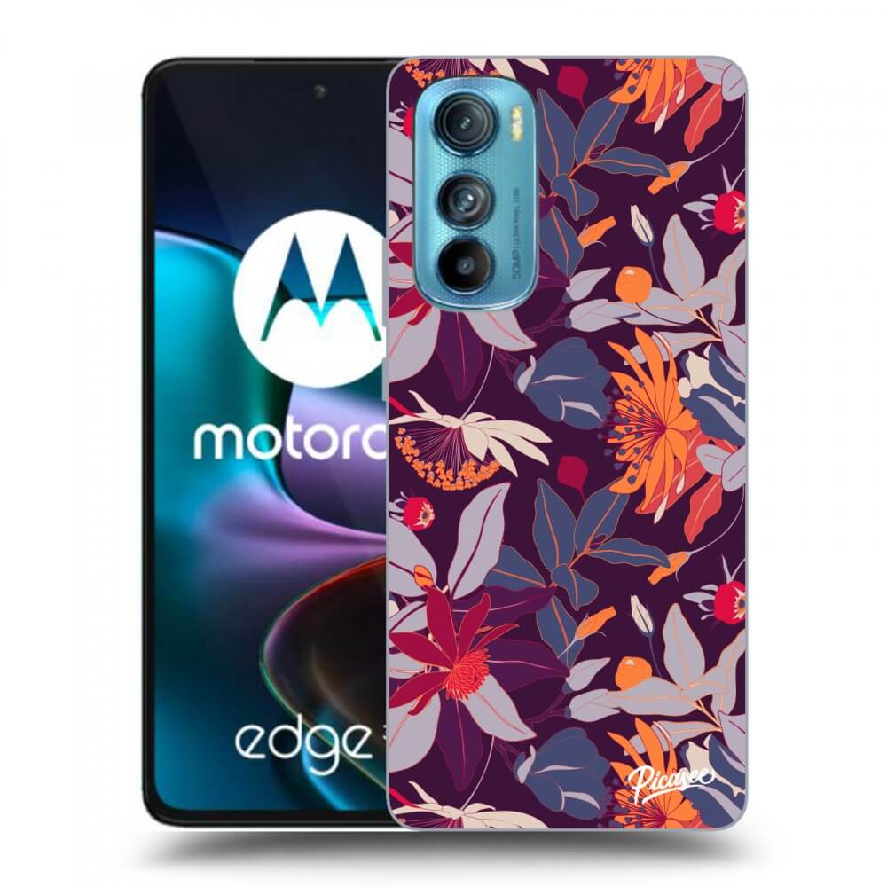 Picasee silikónový čierny obal pre Motorola Edge 30 - Purple Leaf
