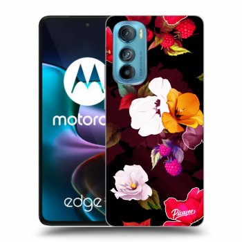 Picasee silikónový čierny obal pre Motorola Edge 30 - Flowers and Berries
