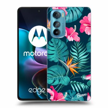 Picasee silikónový prehľadný obal pre Motorola Edge 30 - Pink Monstera