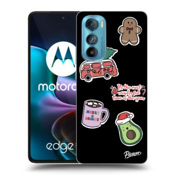 Picasee silikónový čierny obal pre Motorola Edge 30 - Christmas Stickers