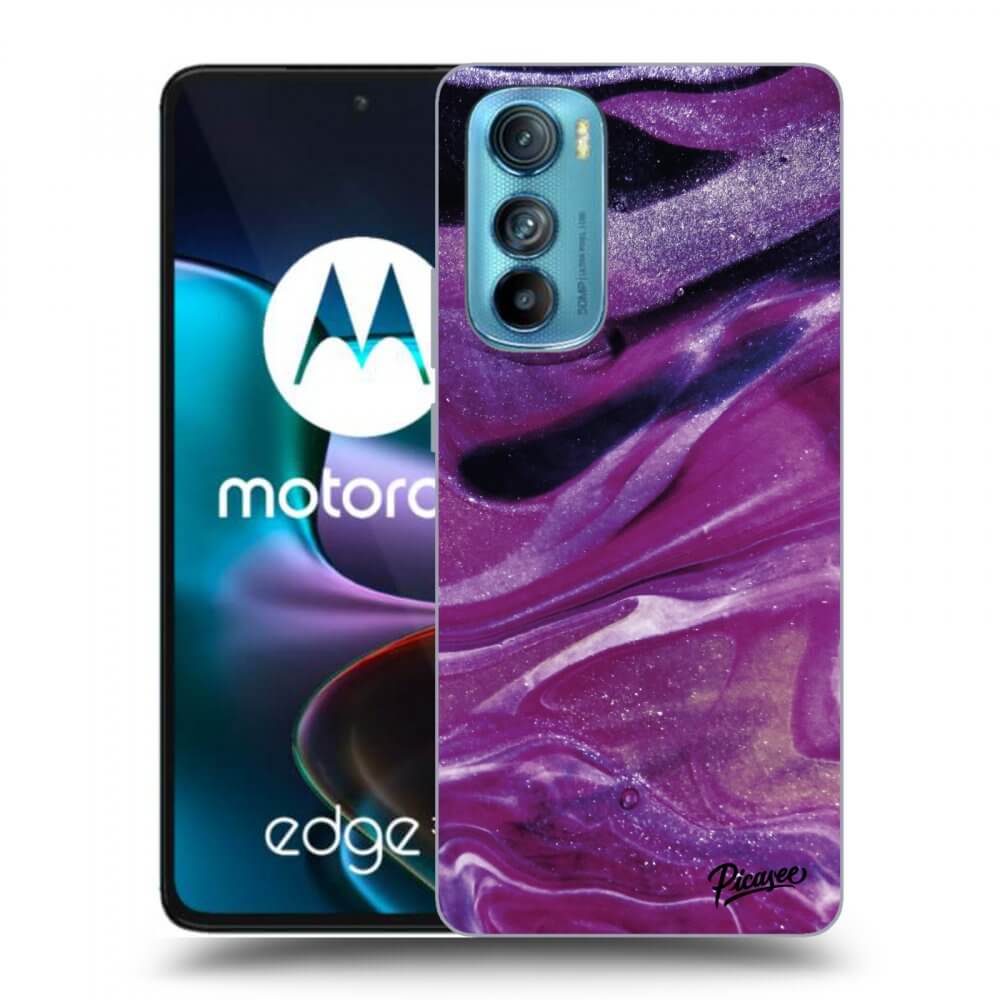 Picasee silikónový čierny obal pre Motorola Edge 30 - Purple glitter