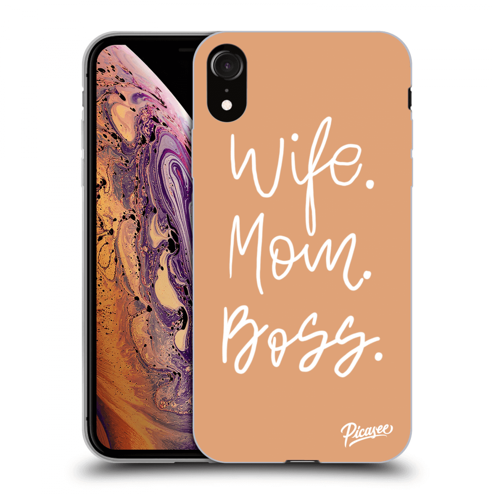 Picasee silikónový čierny obal pre Apple iPhone XR - Boss Mama