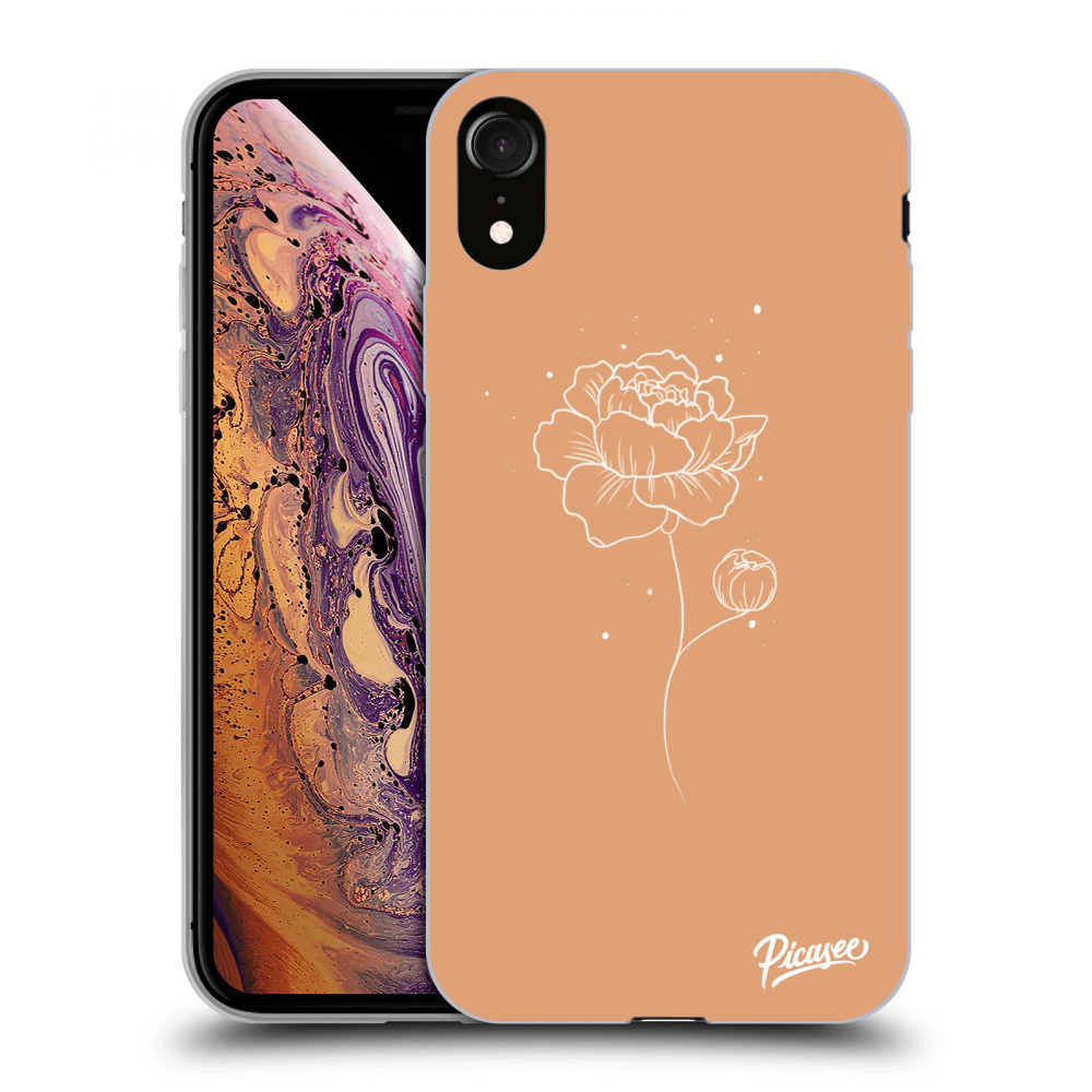 Picasee silikónový čierny obal pre Apple iPhone XR - Peonies
