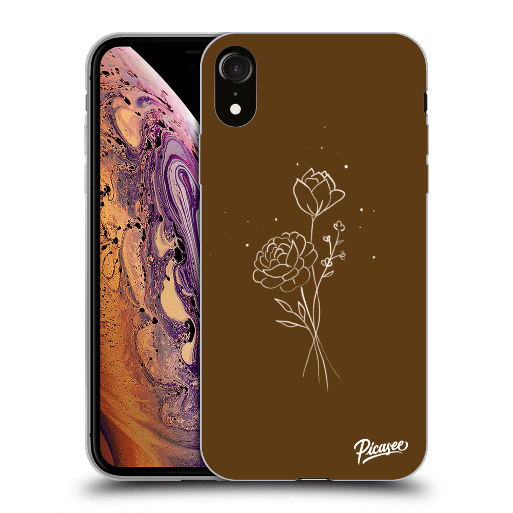 Picasee silikónový čierny obal pre Apple iPhone XR - Brown flowers