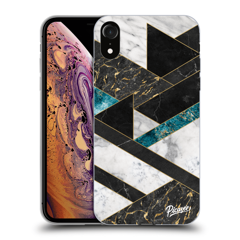 Picasee silikónový čierny obal pre Apple iPhone XR - Dark geometry