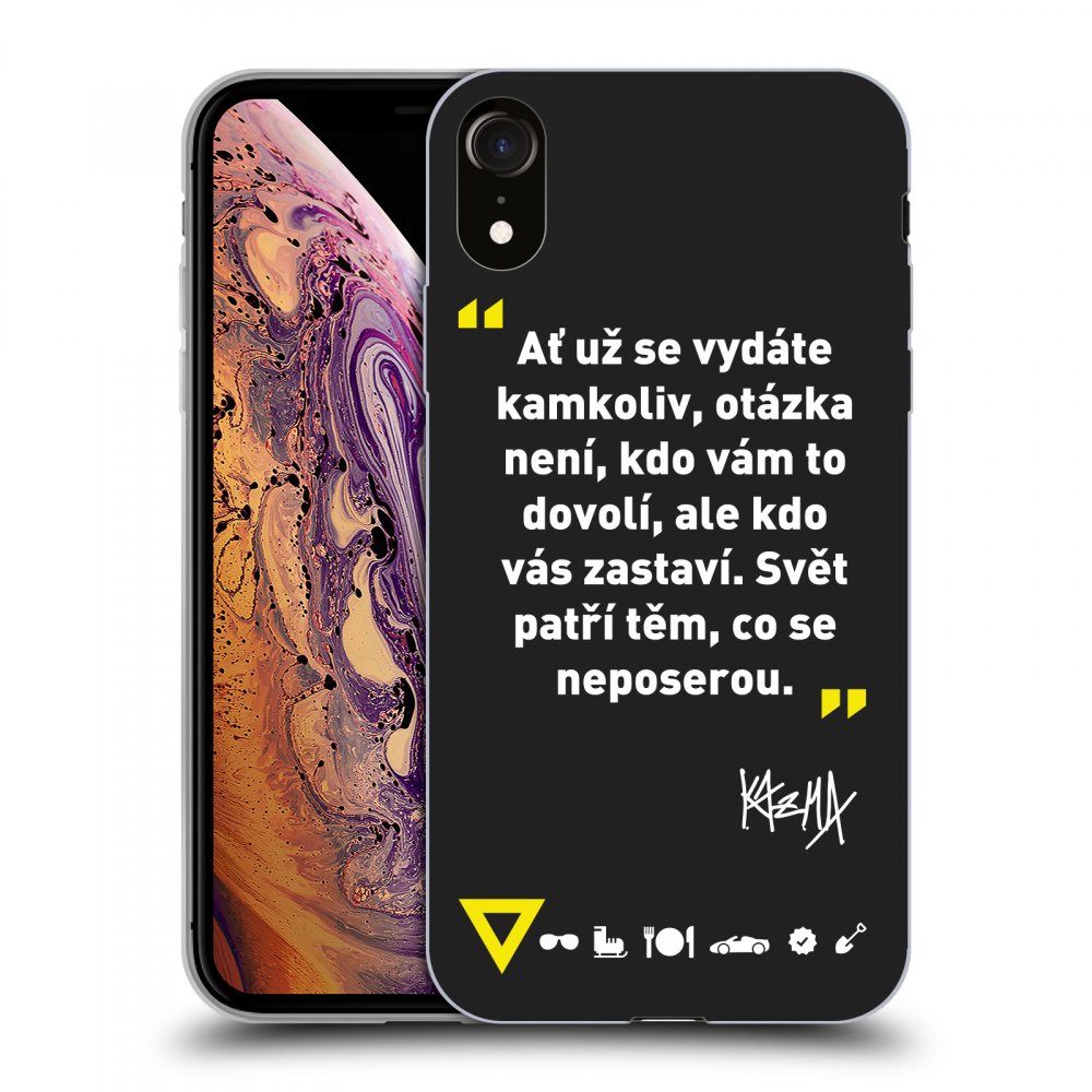 Picasee silikónový čierny obal pre Apple iPhone XR - Kazma - SVĚT PATŘÍ TĚM, CO SE NEPOSEROU