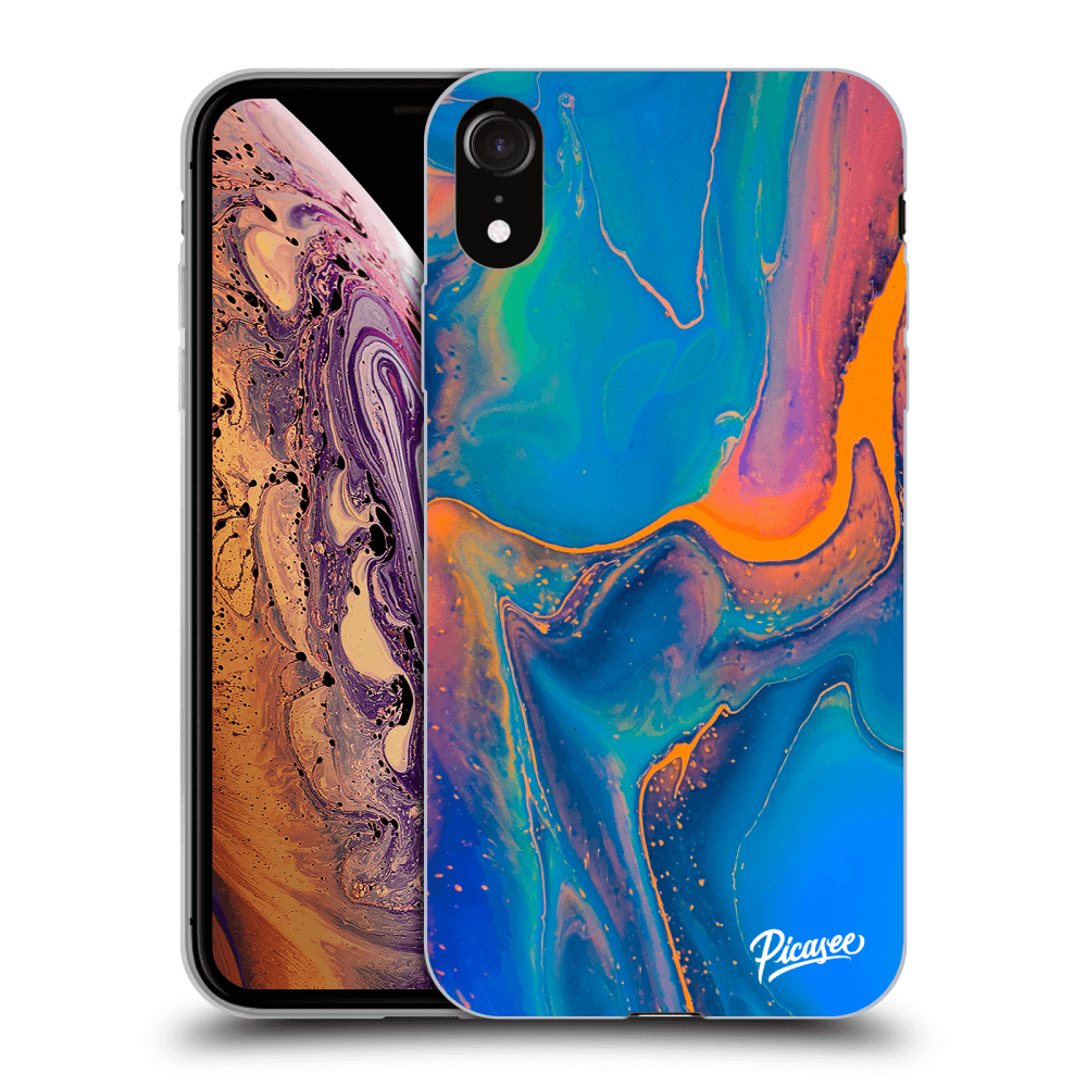 Picasee silikónový čierny obal pre Apple iPhone XR - Rainbow