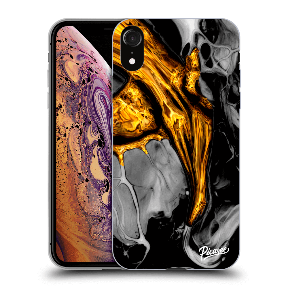 Picasee silikónový čierny obal pre Apple iPhone XR - Black Gold