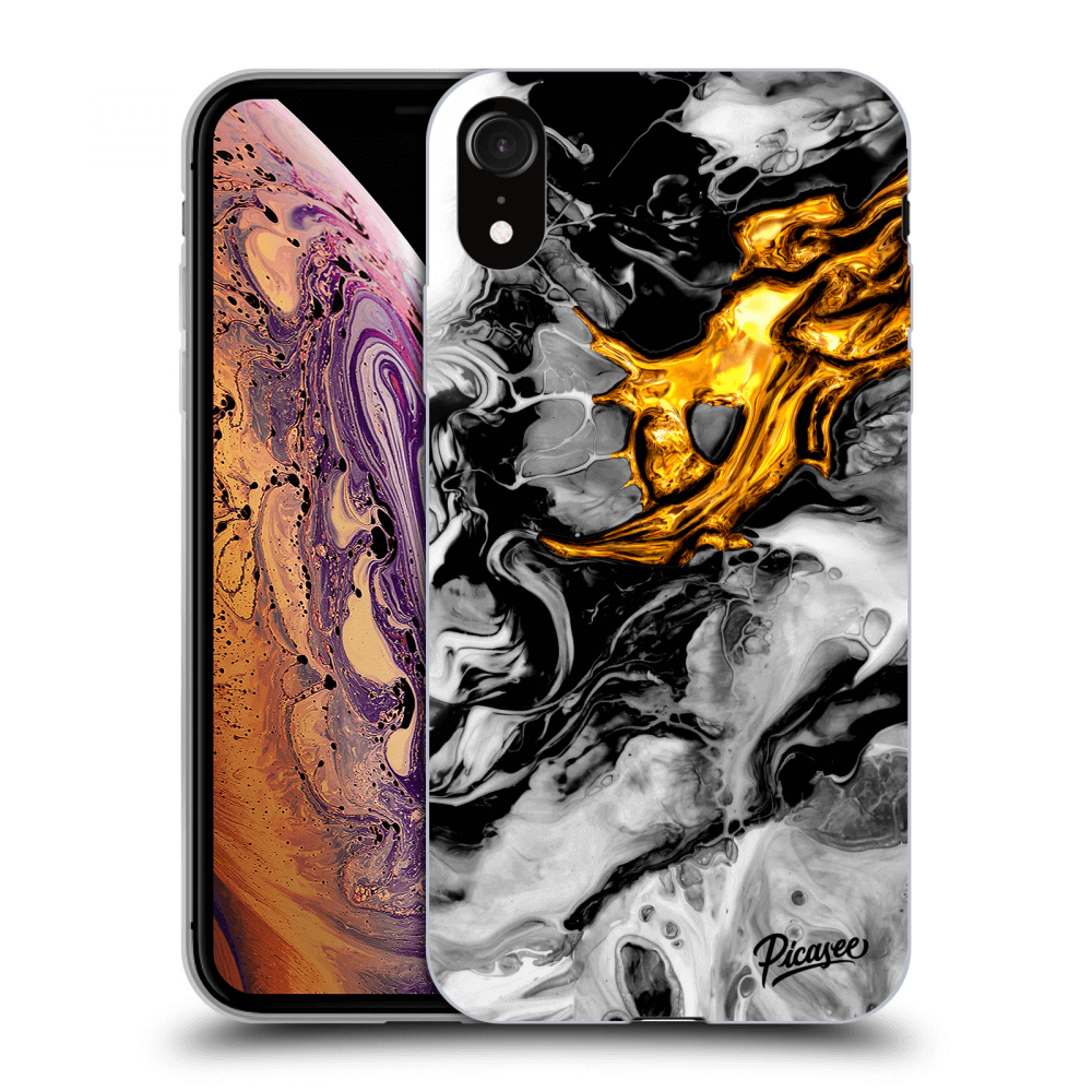 Picasee silikónový prehľadný obal pre Apple iPhone XR - Black Gold 2