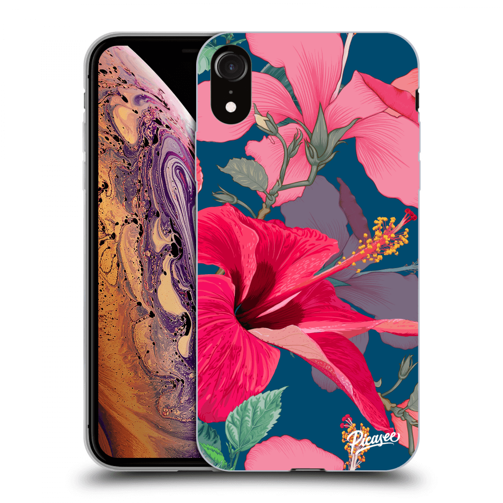 Picasee silikónový čierny obal pre Apple iPhone XR - Hibiscus