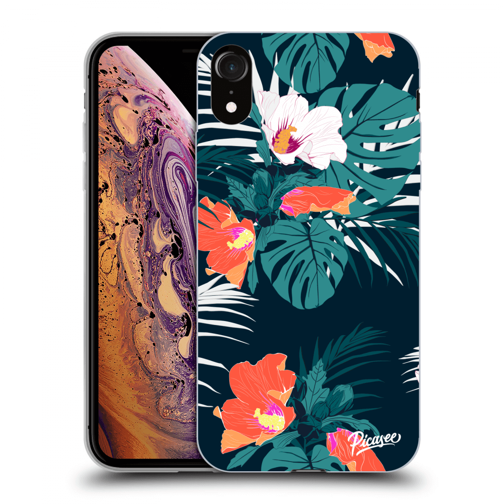 Picasee silikónový čierny obal pre Apple iPhone XR - Monstera Color