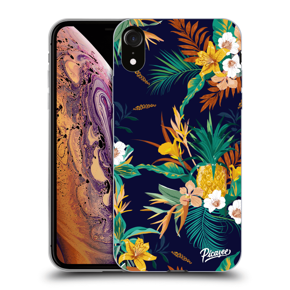 Picasee silikónový čierny obal pre Apple iPhone XR - Pineapple Color