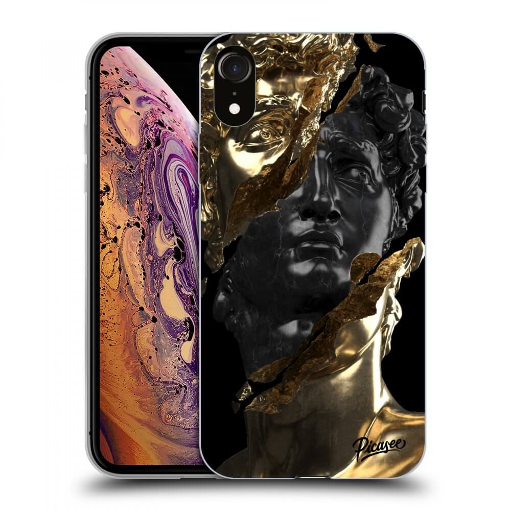 Picasee silikónový čierny obal pre Apple iPhone XR - Gold - Black