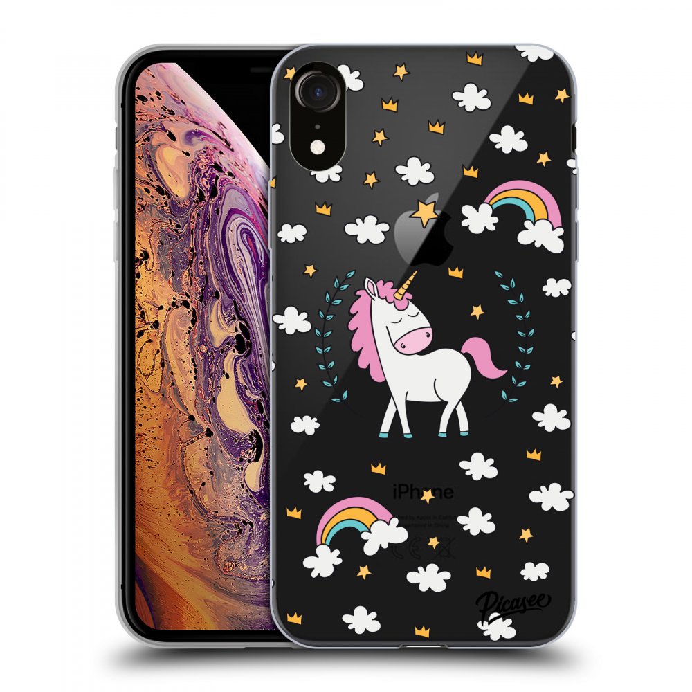 Picasee silikónový prehľadný obal pre Apple iPhone XR - Unicorn star heaven