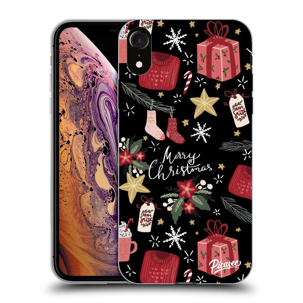 Picasee silikónový čierny obal pre Apple iPhone XR - Christmas