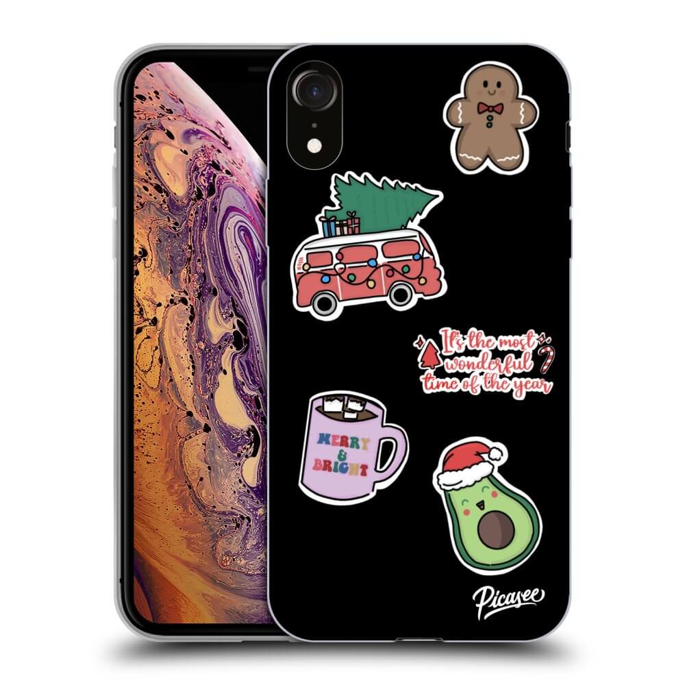 Picasee silikónový čierny obal pre Apple iPhone XR - Christmas Stickers