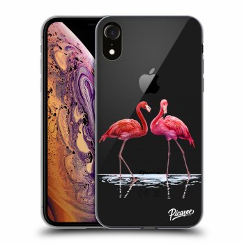 Picasee silikónový prehľadný obal pre Apple iPhone XR - Flamingos couple
