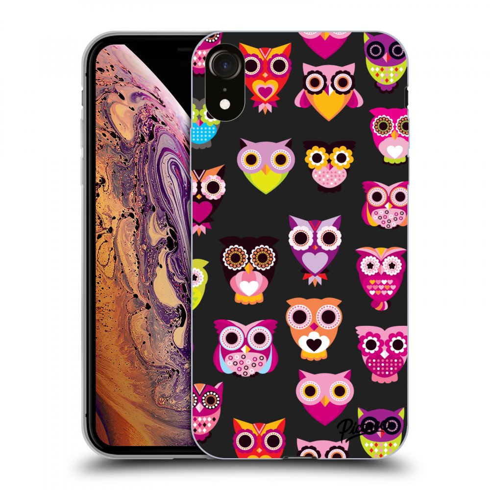 Picasee silikónový čierny obal pre Apple iPhone XR - Owls