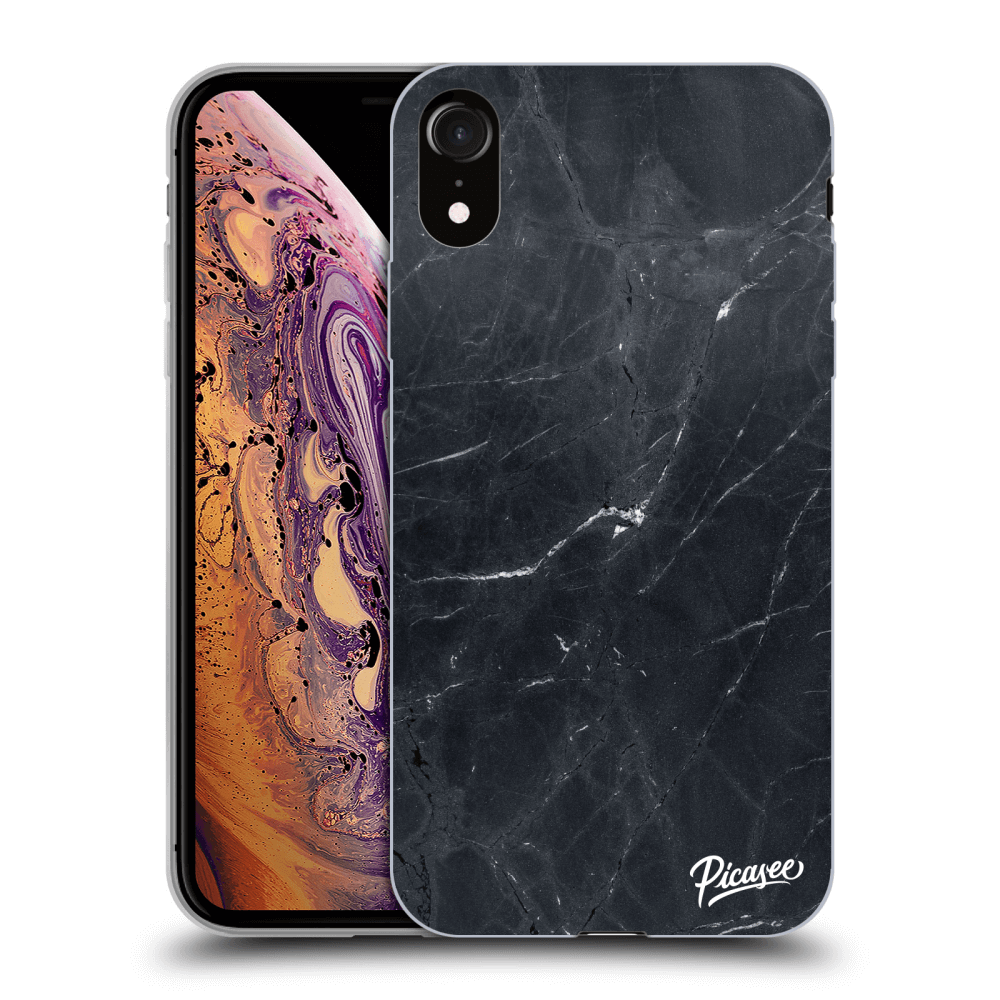 Picasee silikónový čierny obal pre Apple iPhone XR - Black marble