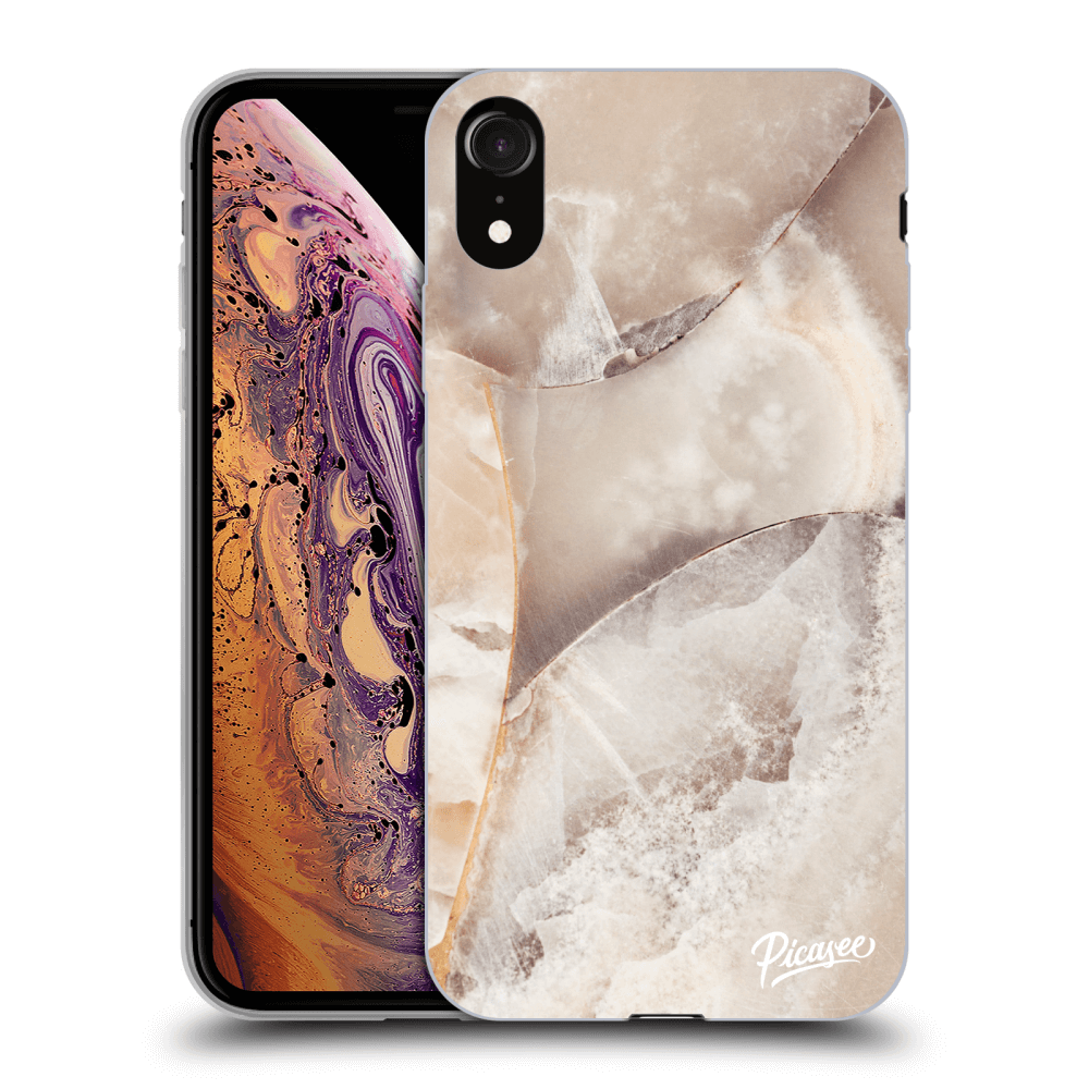 Picasee silikónový prehľadný obal pre Apple iPhone XR - Cream marble