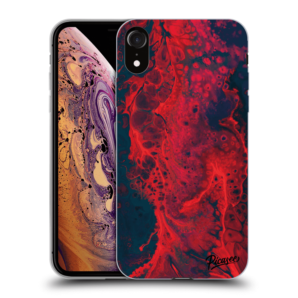 Picasee silikónový čierny obal pre Apple iPhone XR - Organic red