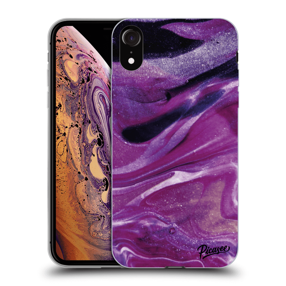 Picasee silikónový čierny obal pre Apple iPhone XR - Purple glitter