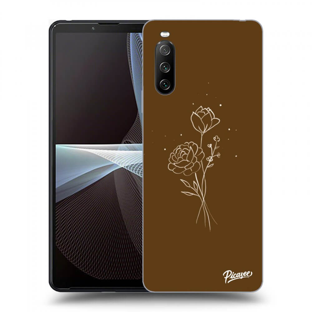 Picasee silikónový čierny obal pre Sony Xperia 10 III - Brown flowers
