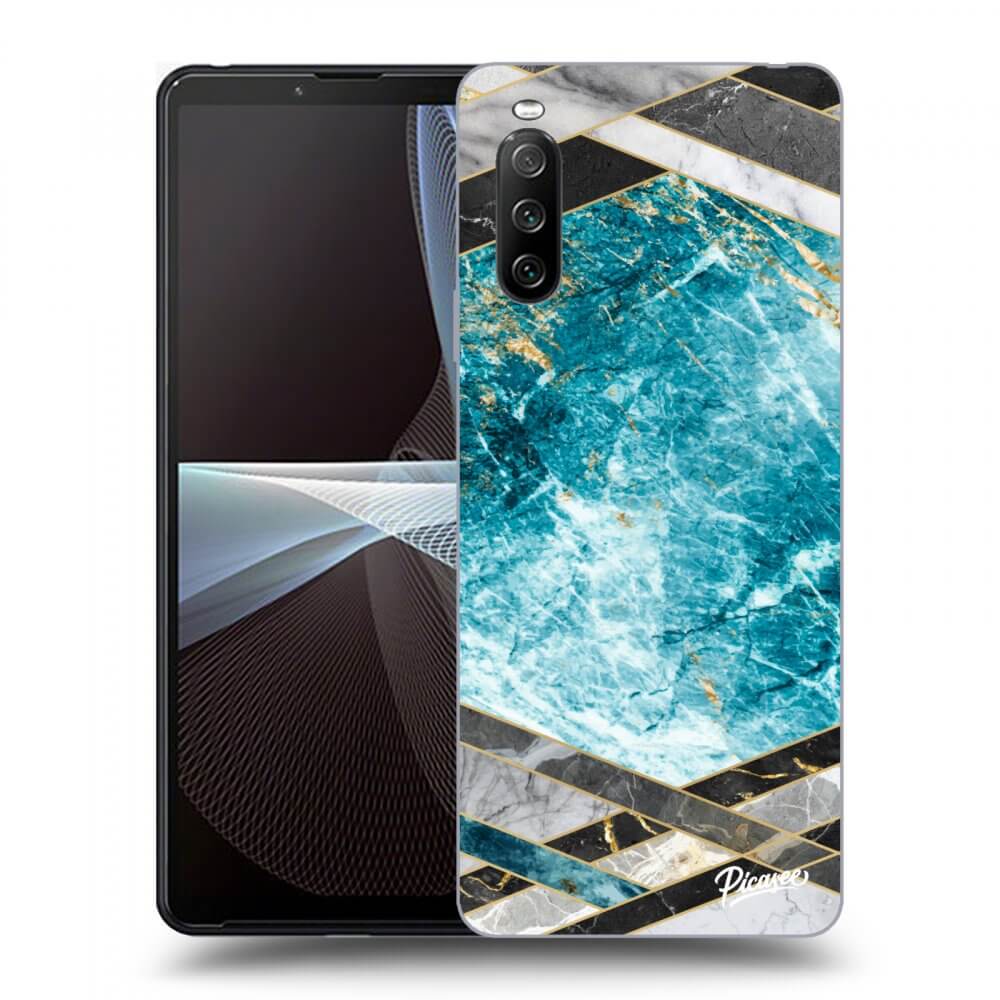 Picasee silikónový čierny obal pre Sony Xperia 10 III - Blue geometry