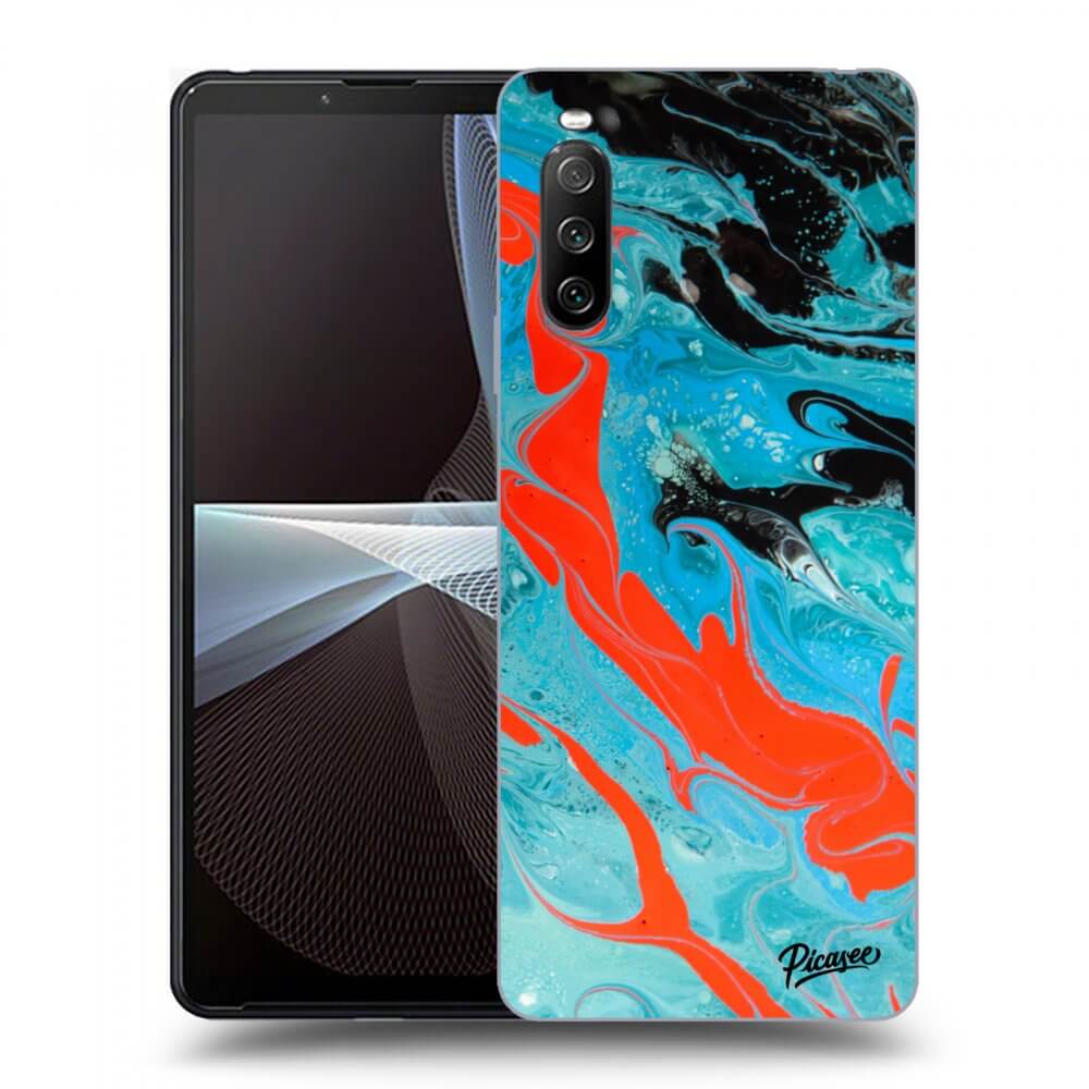 Picasee silikónový čierny obal pre Sony Xperia 10 III - Blue Magma