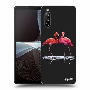 Picasee silikónový čierny obal pre Sony Xperia 10 III - Flamingos couple