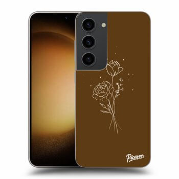 Picasee silikónový čierny obal pre Samsung Galaxy S23 5G - Brown flowers