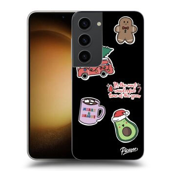 Picasee silikónový čierny obal pre Samsung Galaxy S23 5G - Christmas Stickers