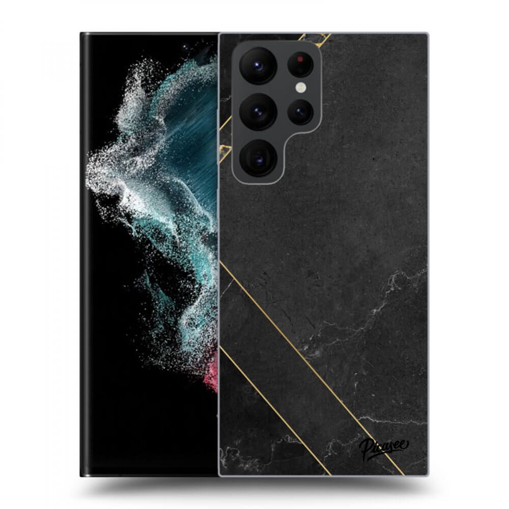Picasee silikónový prehľadný obal pre Samsung Galaxy S23 Ultra 5G - Black tile