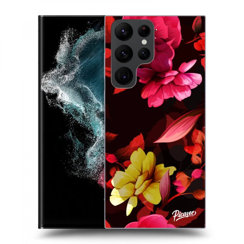 Picasee silikónový čierny obal pre Samsung Galaxy S23 Ultra 5G - Dark Peonny