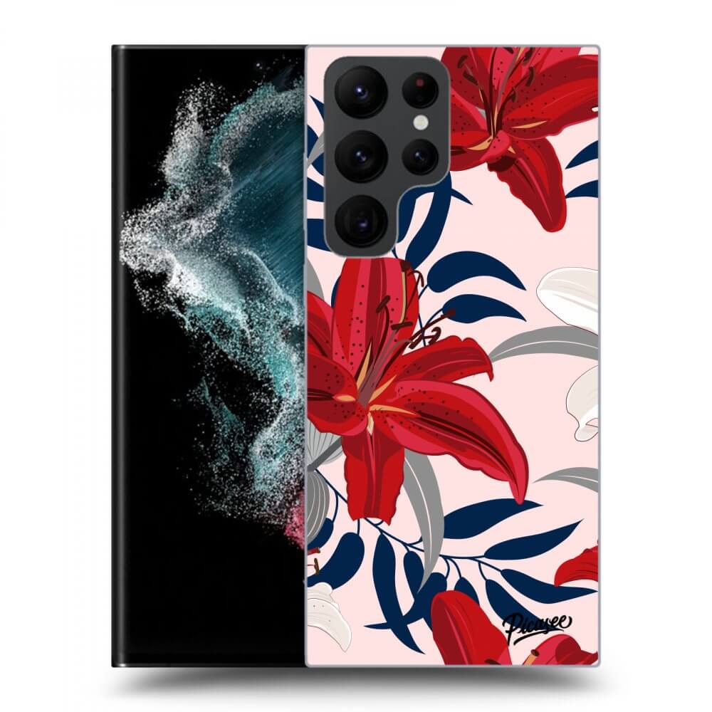 Picasee silikónový prehľadný obal pre Samsung Galaxy S23 Ultra 5G - Red Lily